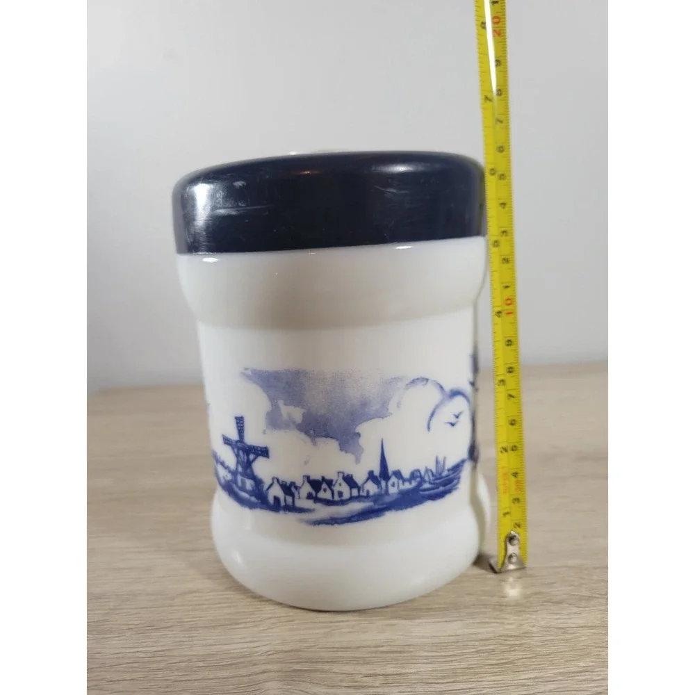 Valkenswaard‎ Holland Opaline Milk White Blue  Tobacco Humidor Canister